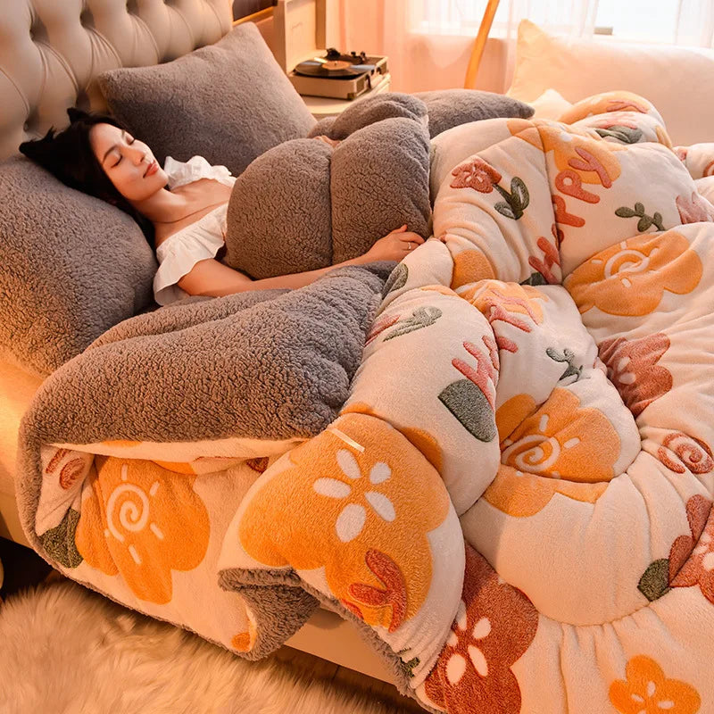 Plush Quilt Duvet - Double Thickened Cotton Comfort Clean Vanilla Store