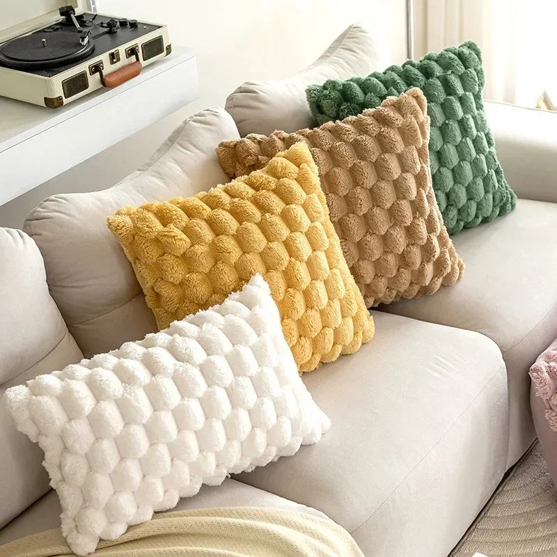 Pineapple Grid Turtle Pattern Plush Throw Pillow Cover Clean Vanilla Store