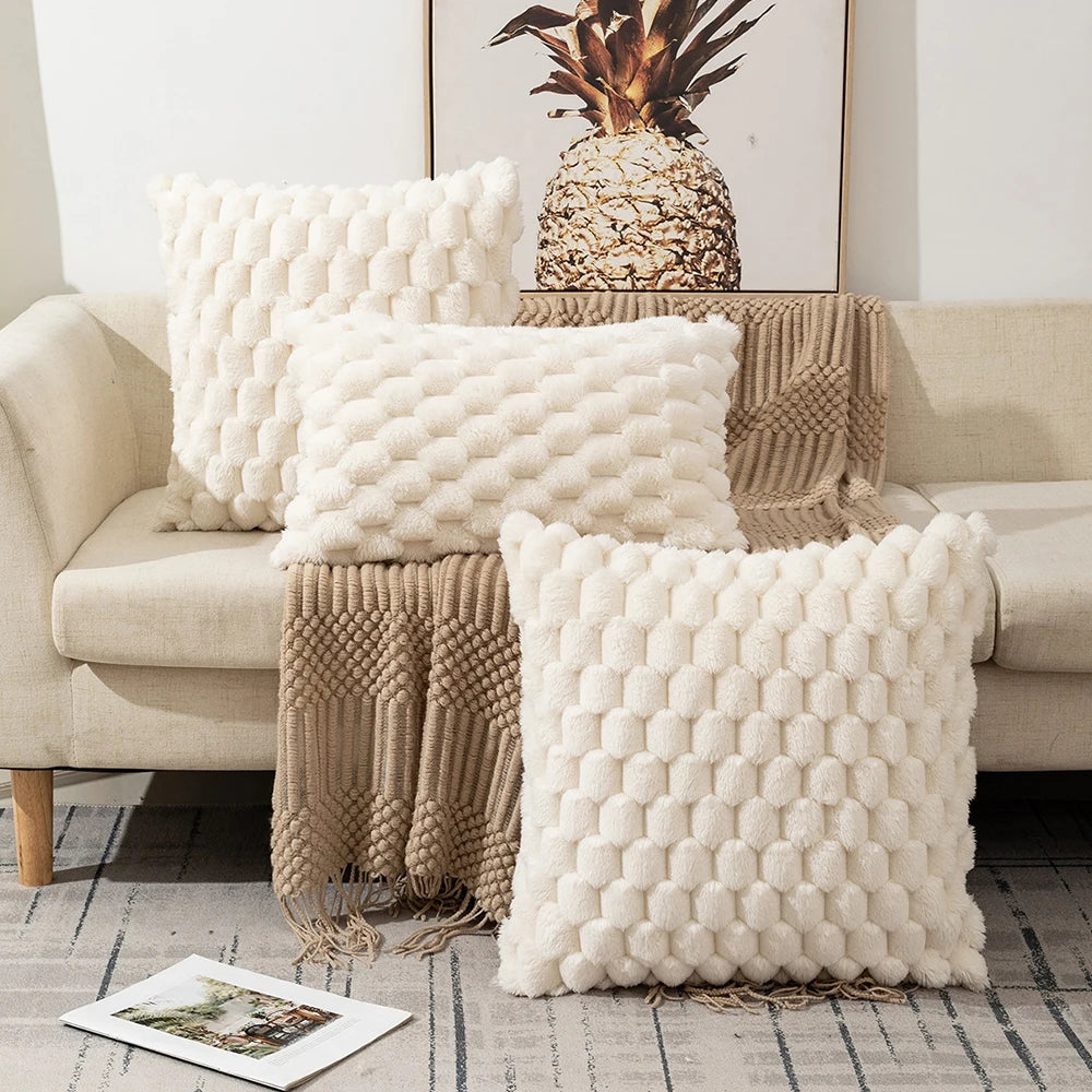 Pineapple Grid Turtle Pattern Plush Throw Pillow Cover Clean Vanilla Store