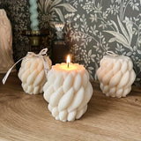 Elegant White and Golden Geometric Candle - Scented