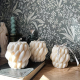 Elegant White and Golden Geometric Candle - Scented