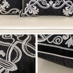 Luxury Embroidered Velvet Cushion Cover Navy Blue Brown Gray  Clean Vanilla Store