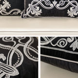 Luxury Embroidered Velvet Cushion Cover Navy Blue Brown Gray  Clean Vanilla Store