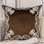 Luxury Embroidered Velvet Cushion Cover Navy Blue Brown Gray  Clean Vanilla Store