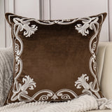 Luxury Embroidered Velvet Cushion Cover Navy Blue Brown Gray  Clean Vanilla Store