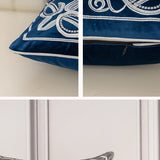 Luxury Embroidered Velvet Cushion Cover Navy Blue Brown Gray  Clean Vanilla Store