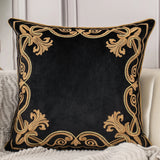 Luxury Embroidered Velvet Cushion Cover Navy Blue Brown Gray  Clean Vanilla Store