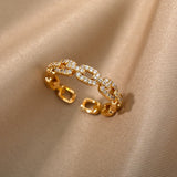 Classic Twist Chain Open Rings for Women Zircon
