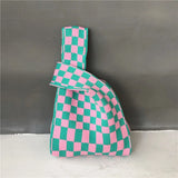 Designer Plaid Woven Shoulder Bag Tote Chic