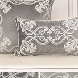Luxury Embroidered Velvet Cushion Cover Navy Blue Brown Gray  Clean Vanilla Store
