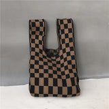 Designer Plaid Woven Shoulder Bag Tote Chic