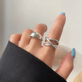 VENTFILLE 925 Sterling Silver Water Droplets Cross Ring