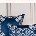 Luxury Embroidered Velvet Cushion Cover Navy Blue Brown Gray  Clean Vanilla Store