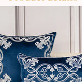 Luxury Embroidered Velvet Cushion Cover Navy Blue Brown Gray  Clean Vanilla Store