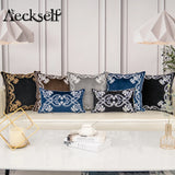 Luxury Embroidered Velvet Cushion Cover Navy Blue Brown Gray  Clean Vanilla Store