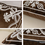 Luxury Embroidered Velvet Cushion Cover Navy Blue Brown Gray  Clean Vanilla Store