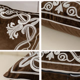 Luxury Embroidered Velvet Cushion Cover Navy Blue Brown Gray  Clean Vanilla Store