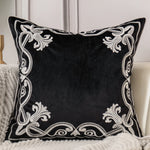 Luxury Embroidered Velvet Cushion Cover Navy Blue Brown Gray  Clean Vanilla Store