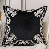 Luxury Embroidered Velvet Cushion Cover Navy Blue Brown Gray  Clean Vanilla Store