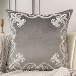 Luxury Embroidered Velvet Cushion Cover Navy Blue Brown Gray  Clean Vanilla Store