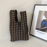 Designer Plaid Woven Shoulder Bag Tote Chic