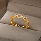 Classic Twist Chain Open Rings for Women Zircon