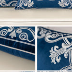 Luxury Embroidered Velvet Cushion Cover Navy Blue Brown Gray  Clean Vanilla Store