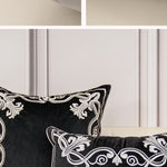 Luxury Embroidered Velvet Cushion Cover Navy Blue Brown Gray  Clean Vanilla Store