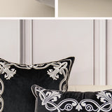 Luxury Embroidered Velvet Cushion Cover Navy Blue Brown Gray  Clean Vanilla Store