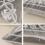 Luxury Embroidered Velvet Cushion Cover Navy Blue Brown Gray  Clean Vanilla Store