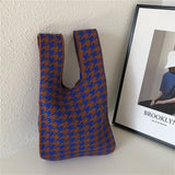 Designer Plaid Woven Shoulder Bag Tote Chic