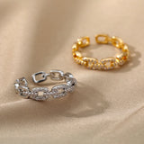 Classic Twist Chain Open Rings for Women Zircon