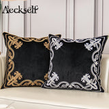 Luxury Embroidered Velvet Cushion Cover Navy Blue Brown Gray  Clean Vanilla Store