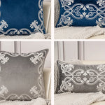 Luxury Embroidered Velvet Cushion Cover Navy Blue Brown Gray  Clean Vanilla Store