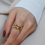 E.B.belle Gold Plated Strand Loop Finger Rings for Women
