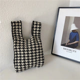 Designer Plaid Woven Shoulder Bag Tote Chic