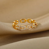 Classic Twist Chain Open Rings for Women Zircon