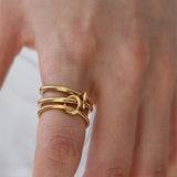E.B.belle Gold Plated Strand Loop Finger Rings for Women