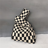 Designer Plaid Woven Shoulder Bag Tote Chic