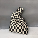 Designer Plaid Woven Shoulder Bag Tote Chic