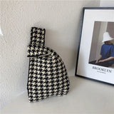 Designer Plaid Woven Shoulder Bag Tote Chic