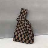 Designer Plaid Woven Shoulder Bag Tote Chic