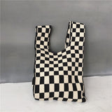 Designer Plaid Woven Shoulder Bag Tote Chic