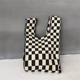 Designer Plaid Woven Shoulder Bag Tote Chic