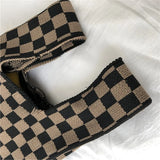 Designer Plaid Woven Shoulder Bag Tote Chic
