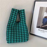 Designer Plaid Woven Shoulder Bag Tote Chic