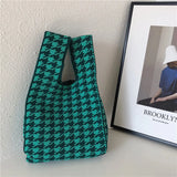 Designer Plaid Woven Shoulder Bag Tote Chic
