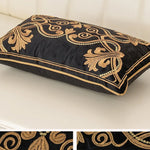 Luxury Embroidered Velvet Cushion Cover Navy Blue Brown Gray  Clean Vanilla Store