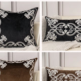 Luxury Embroidered Velvet Cushion Cover Navy Blue Brown Gray  Clean Vanilla Store