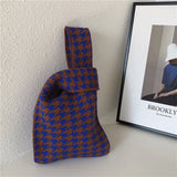 Designer Plaid Woven Shoulder Bag Tote Chic